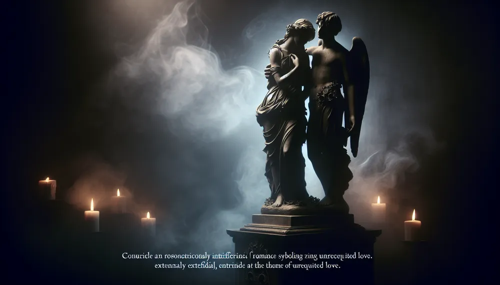 dark romance trends lovelorn statues in a moody and atmospheric setting, artistic representation