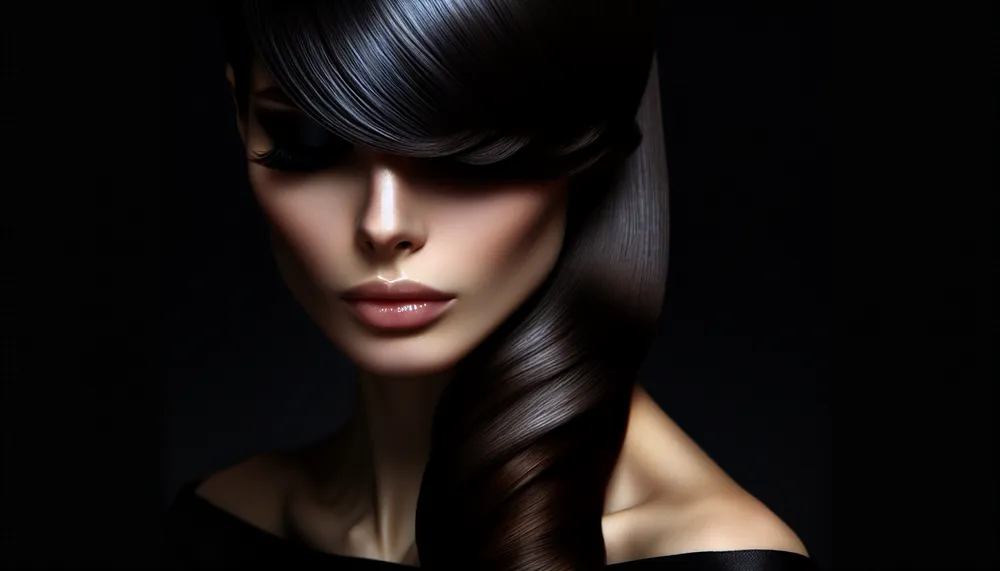 dark romance hairstyle with side swept bangs - artistic and stylish