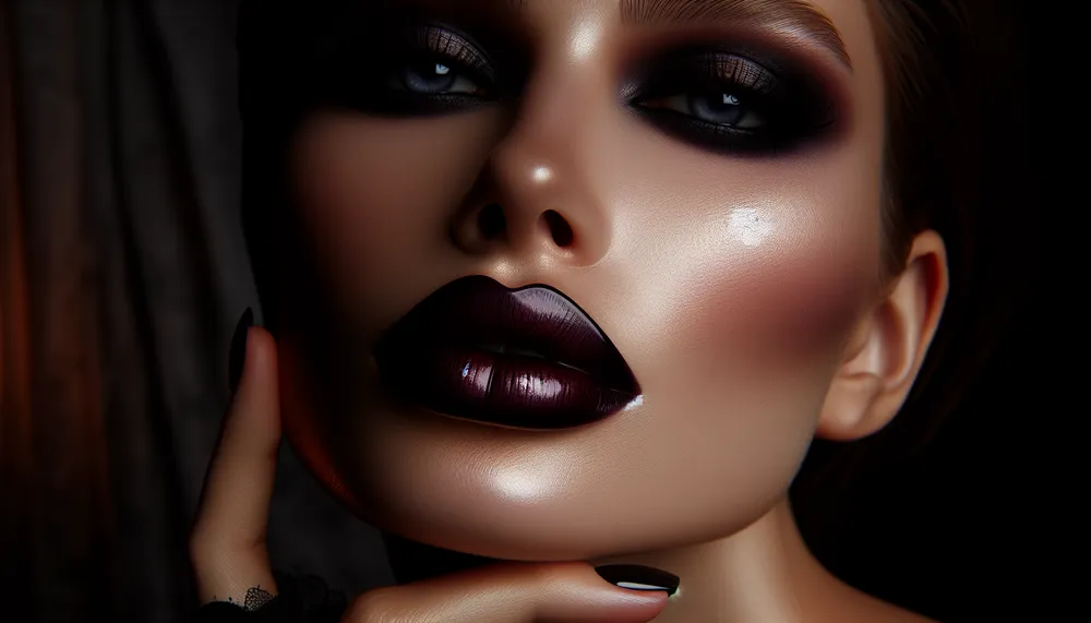a sultry and gothic dark romance makeup lip plumper visual style