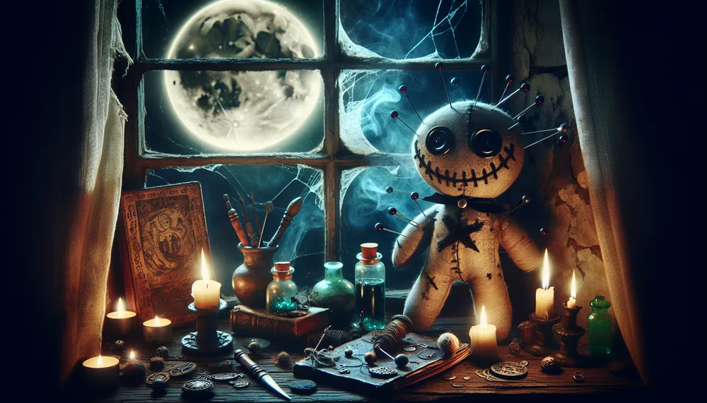 Dark romance theme with voodoo doll