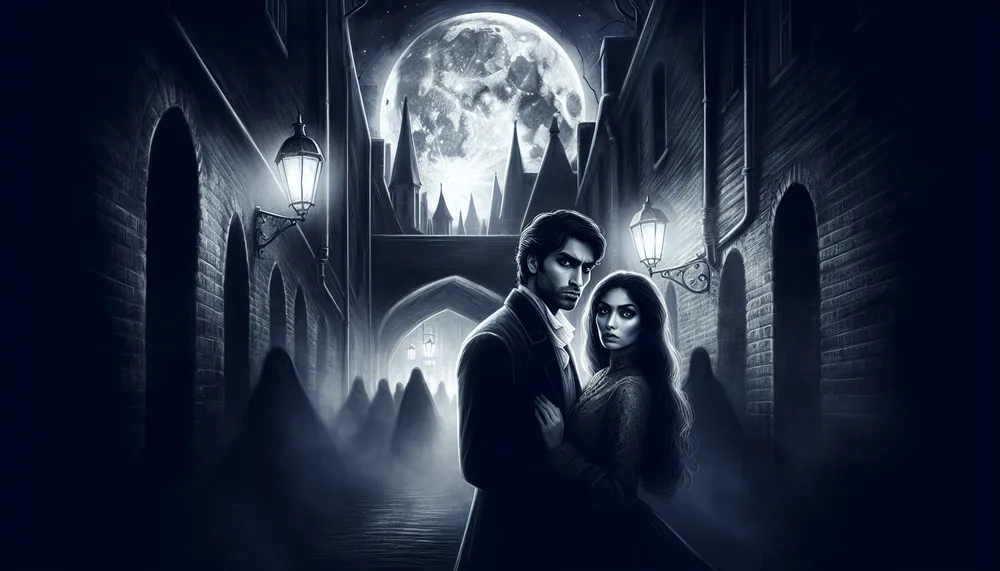dark romance image illustrating the themes of forbidden passion, mysterious love