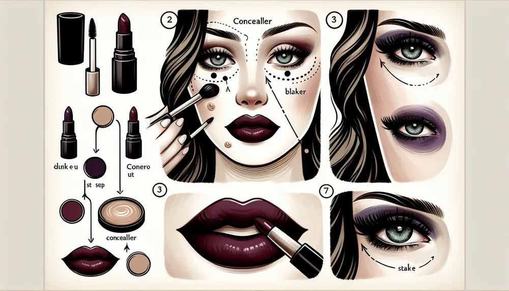 Dark romance makeup look with a focus on concealer application