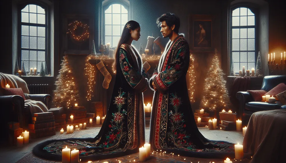 dark romance Christmas robe themed image