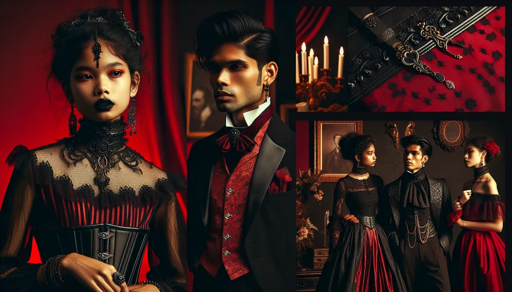 dark romance fashion style with red and black theme