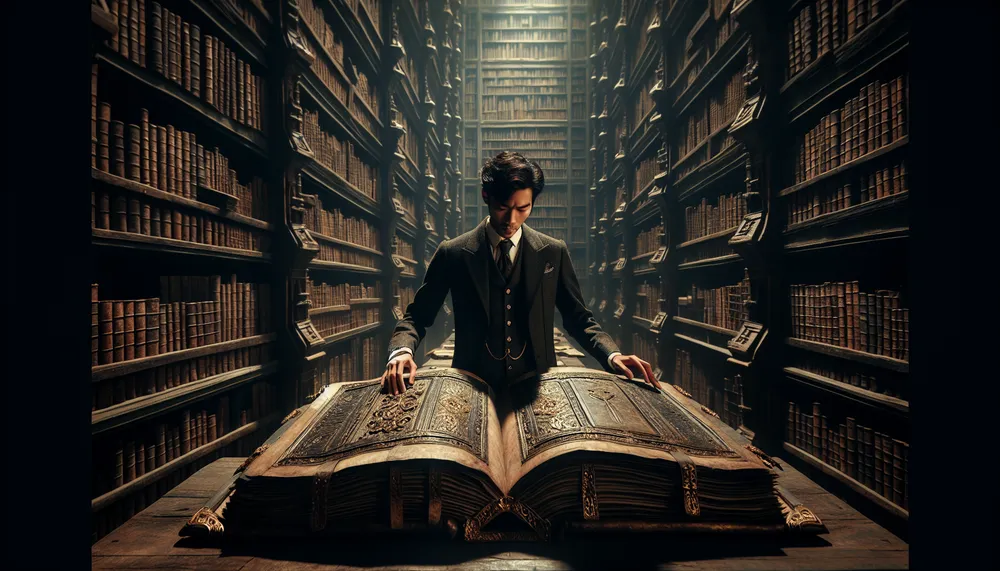 dark romance librarian with ancient book