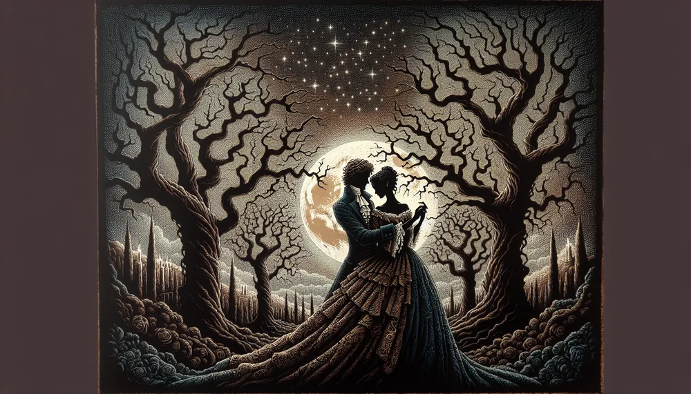 A dark romance themed artistic masterpiece painting.