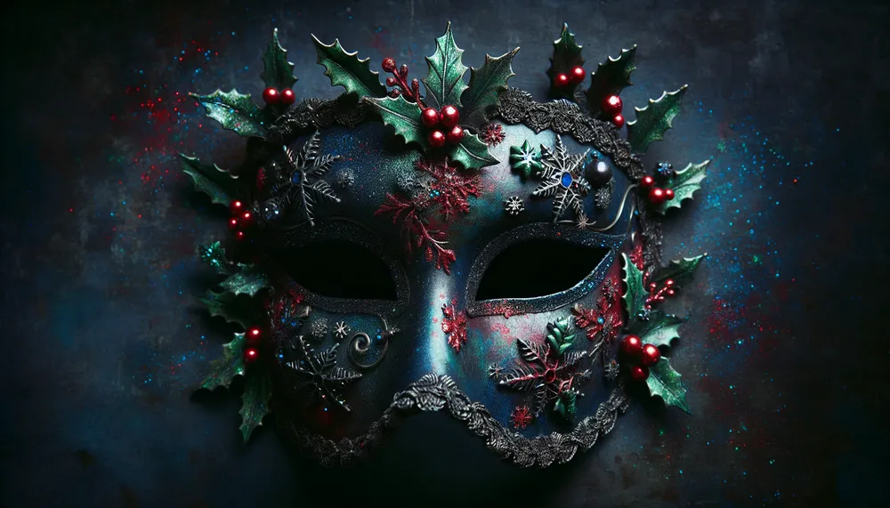 dark romance christmas mask with holiday elements