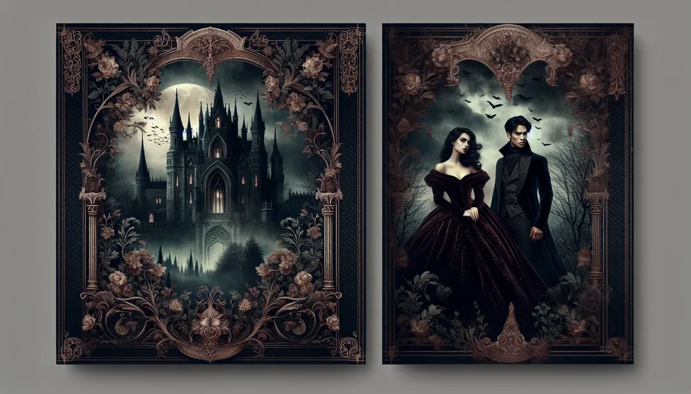 dark romance novel cover with intricate designs