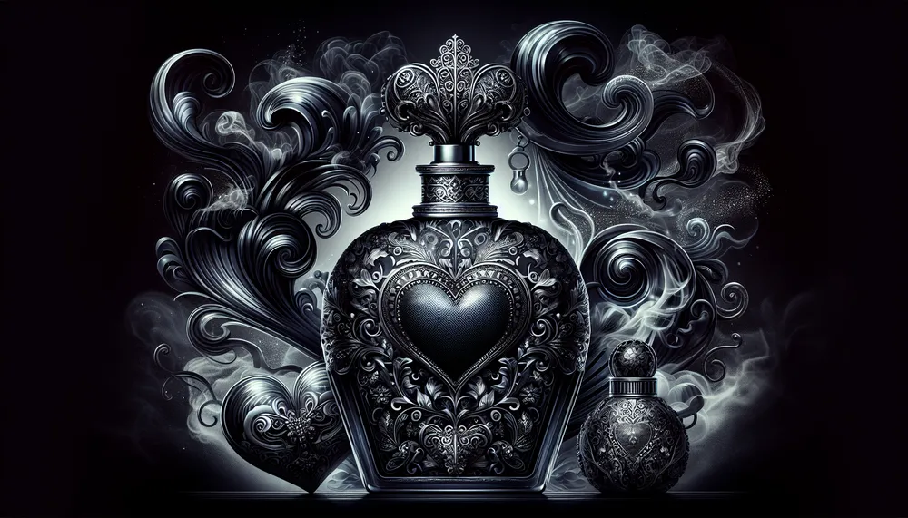 dark romance perfume bottle with a mystical and seductive design