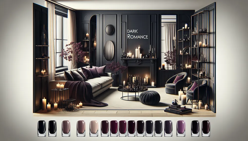 dark romance makeup nail polish inspired decor in a modern room setting