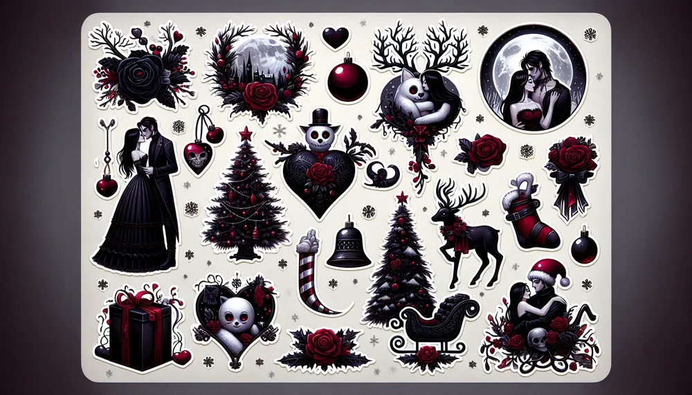 dark romance Christmas stickers design