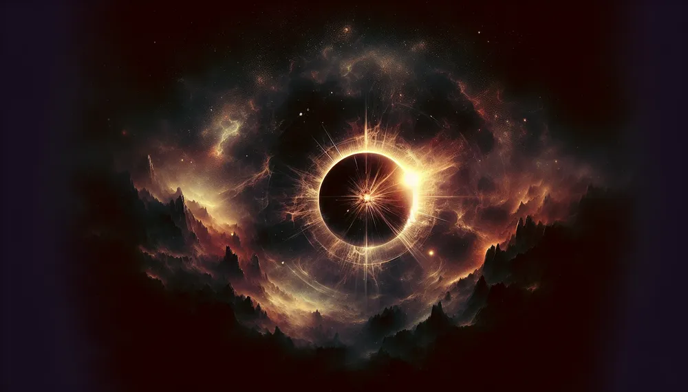 A dark romance themed image of a dying star, embodying the essence of a poignant poem.