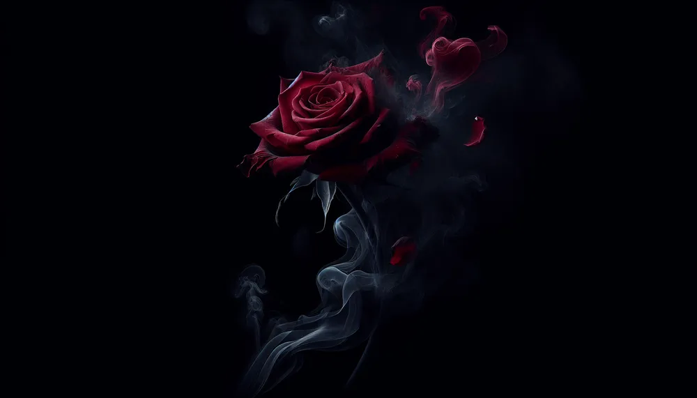 A dark romance theme involving a rose, evoking intrigue and allure, suitable for an article titled 'Poem for the Forsaken Rose - A Dark Romance Ode'