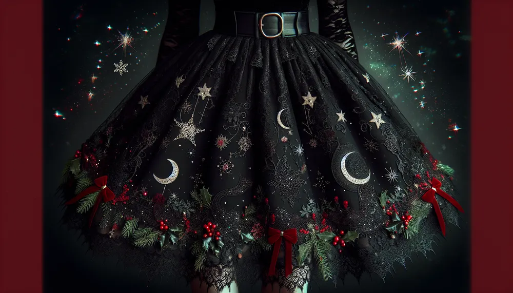 dark romance christmas skirt with gothic and festive elements