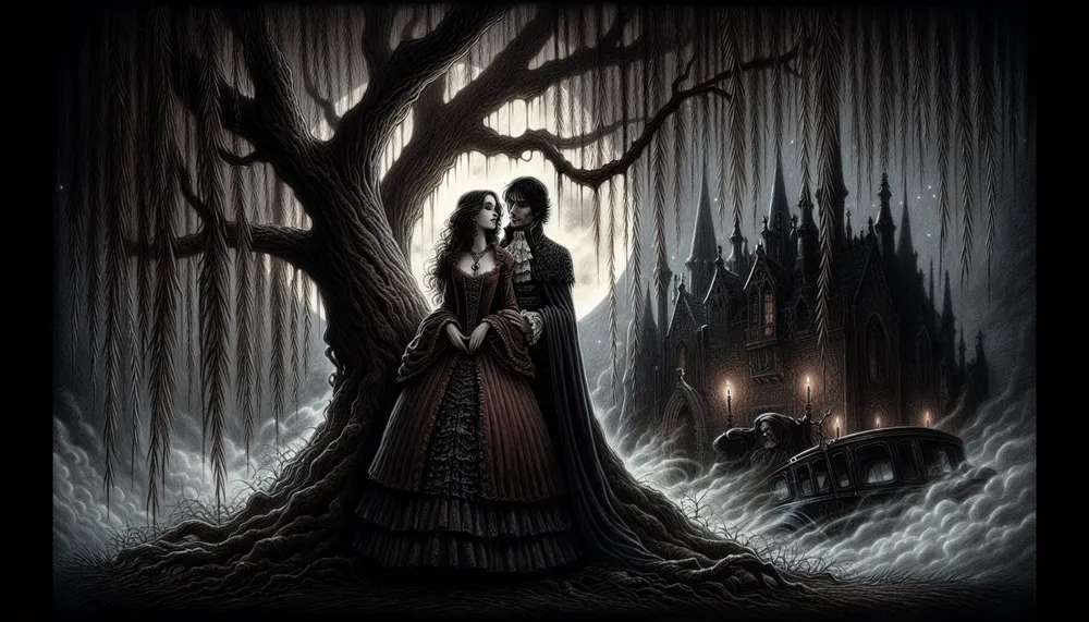 Dark romance symbolism illustration