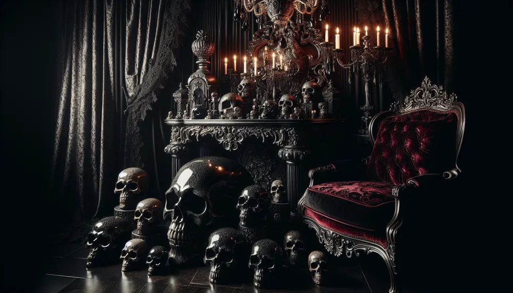 dark romance decor skulls