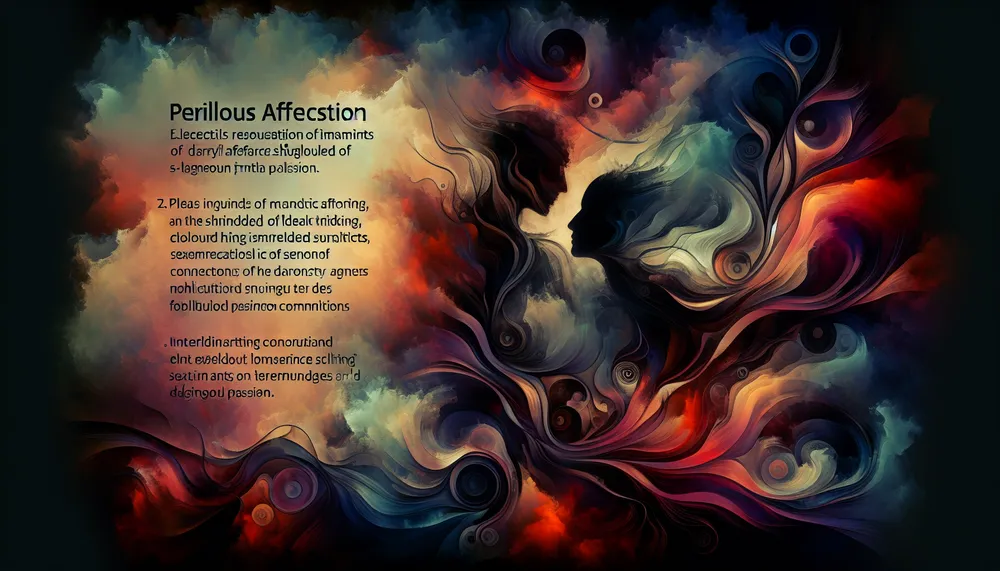 An abstract representation of dangerous love, featuring dark romance elements and forbidden passion