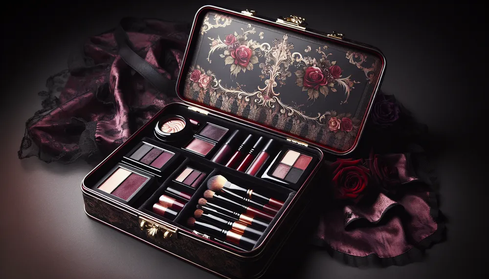dark romance makeup case with mysterious and edgy aesthetic