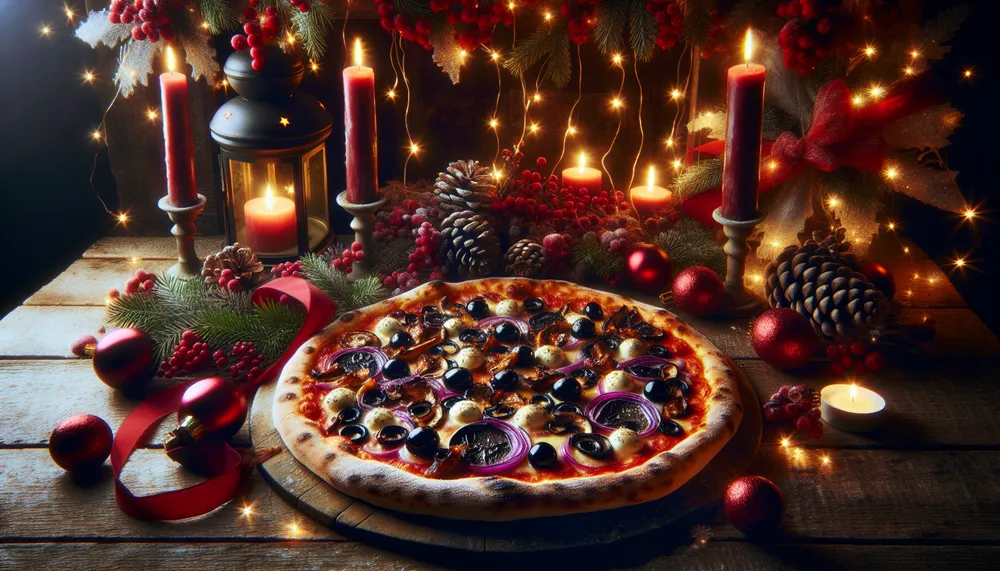 dark romance Christmas pizza