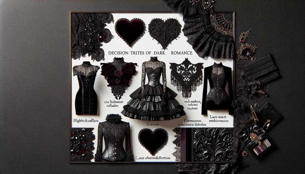 dark romance fashion with rich leather and velvet textures - artistic and upscale