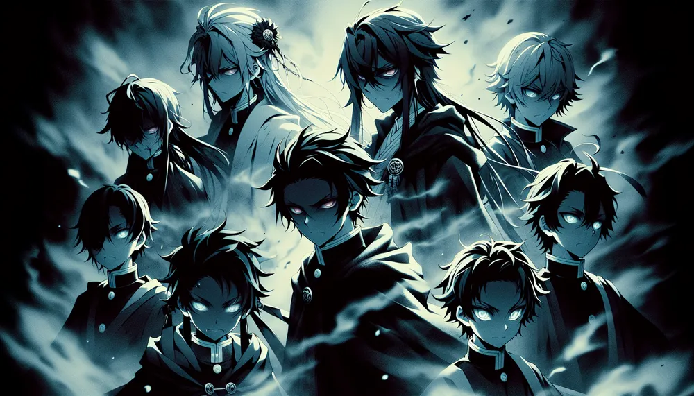 A dark and brooding anime scene capturing the essence of dark anime genres with intense characters and a mysterious atmosphere.