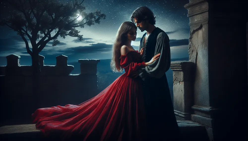 dark romantic scenery depicting forbidden love