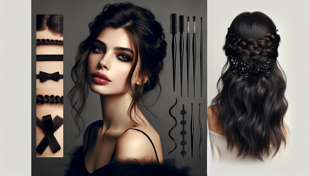 A thematic image displaying a dark romance hairstyle suitable for thin hair.