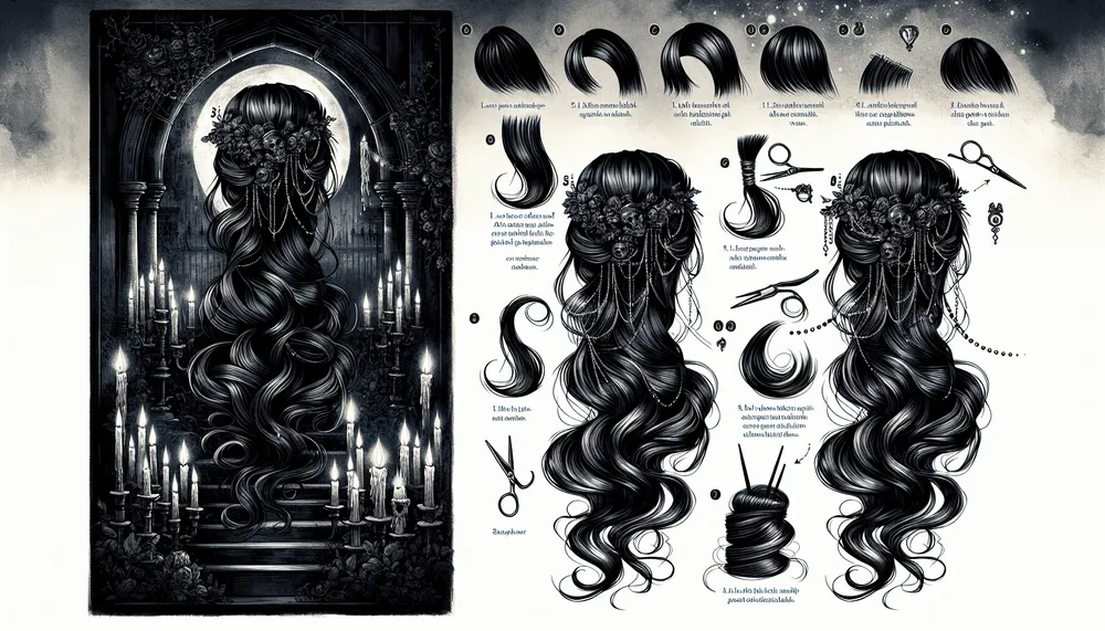 dark romance hairstyle, tutorial, elegant and mysterious, gothic inspired