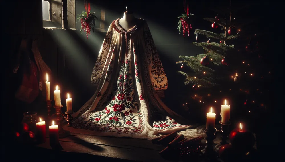 dark romance christmas cape in a festive moody setting