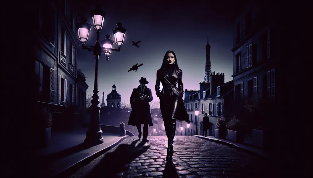 An image depicting the dark and mysterious theme of a romance between spies.