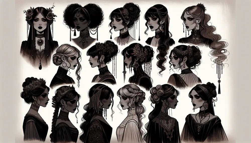dark romance hairstyles with accessories