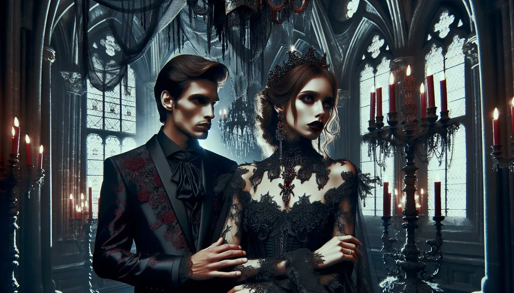 An illustrative image of a gothic vampire wedding, embodying the dark romance theme of the short story.
