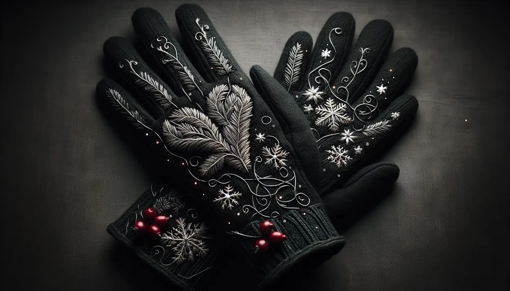 dark romance christmas gloves with festive elements