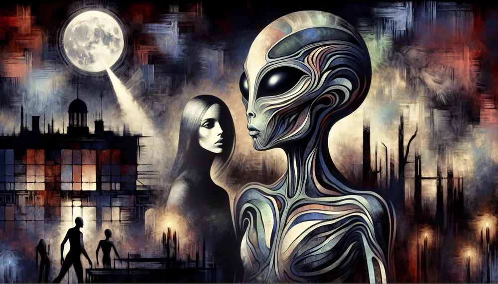 Captive alien entwined in a dark romance story artwork