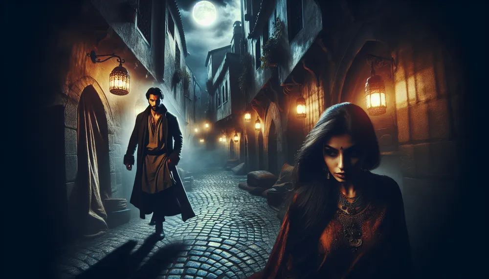 dark romance, enigmatic characters, a mysterious setting