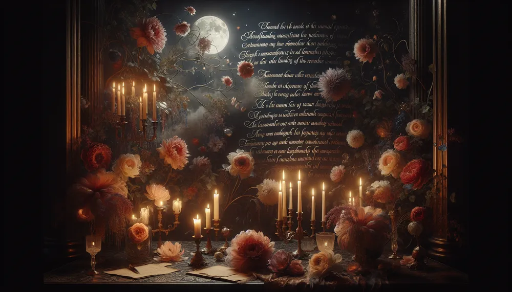 A visual interpretation of a dark romantic atmosphere with a poetic theme