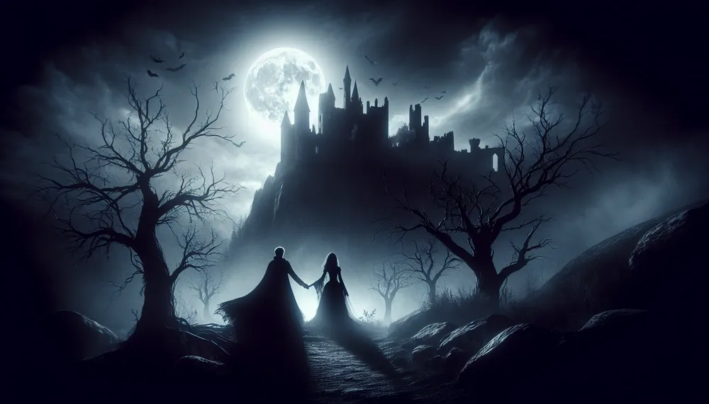 dark romance themed image depicting ephemeral bonds, mysterious and emotive