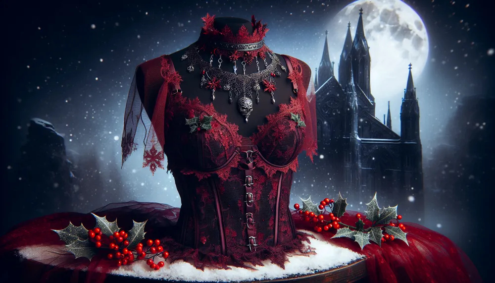dark romance christmas lingerie with festive and gothic elements