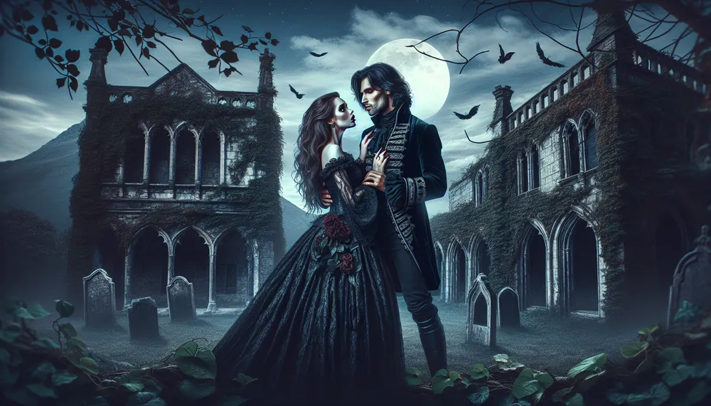 An image of dark romance depicting enemies turning into lovers, with a mysterious and gothic atmosphere, suitable for an article cover