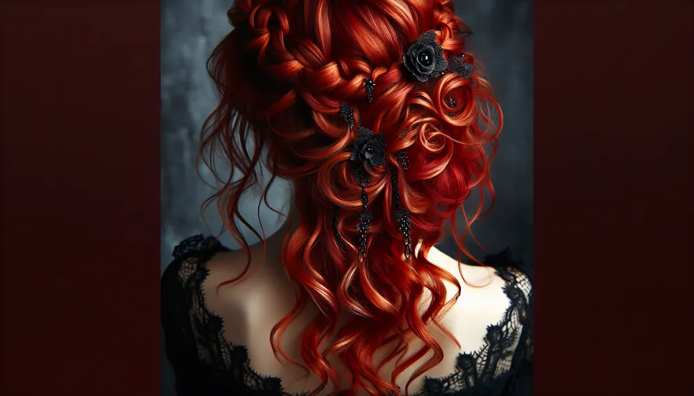 dark romance hairstyle for red hair