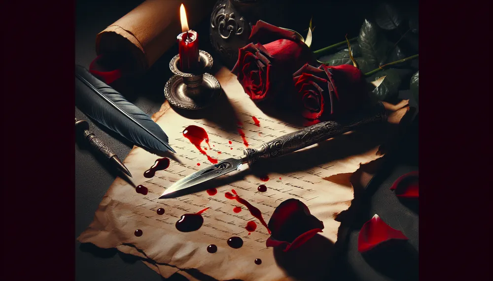 dark romance poetry with a bloody knife theme