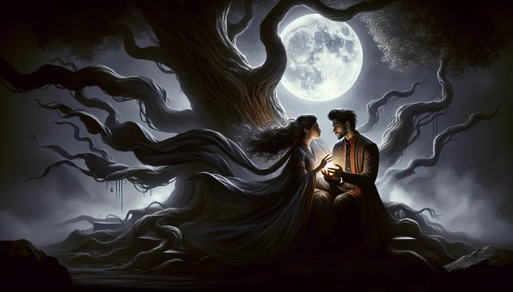 An illustration representing dark romance and forbidden love.