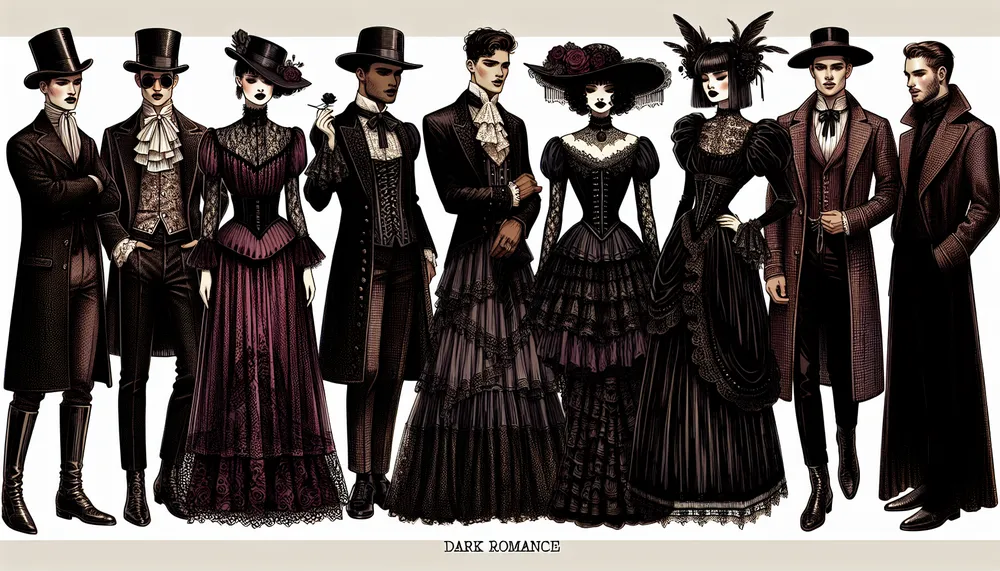 dark romance fashion lookbook illustration
