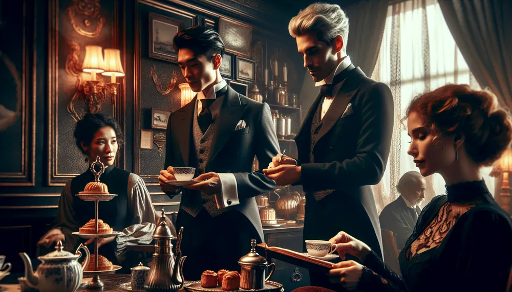 butler cafe dark romance themed illustration