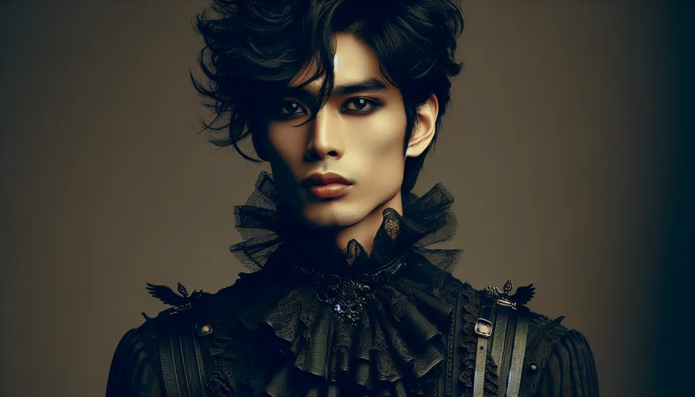 dark romance fashion hair style elegant, mysterious, gothic-influenced