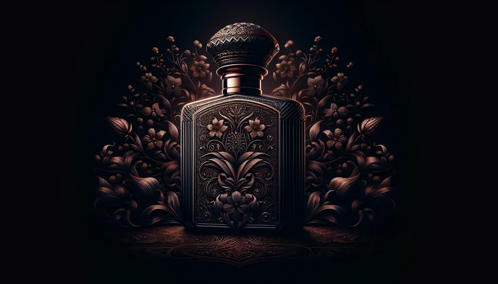 dark and romantic perfume bottle encapsulating the essence of seduction and mystery