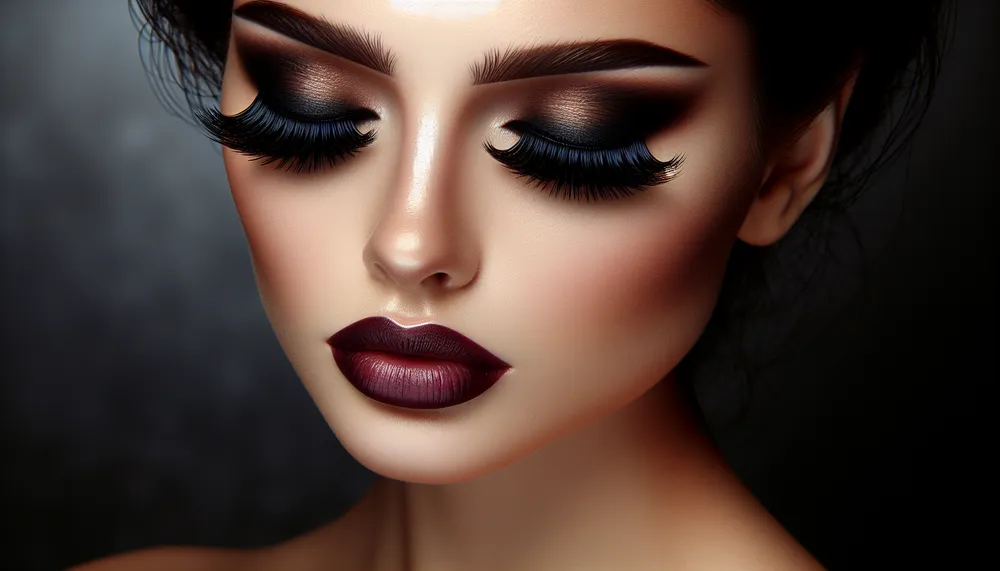 dark romance makeup with focus on eyelashes