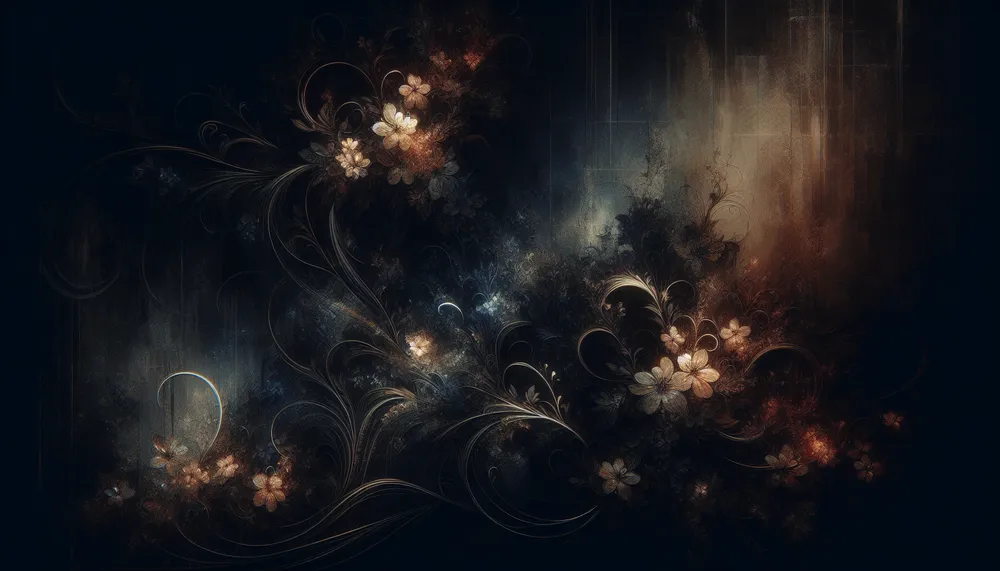 abstract dark floral background with an aura of mystery and romance