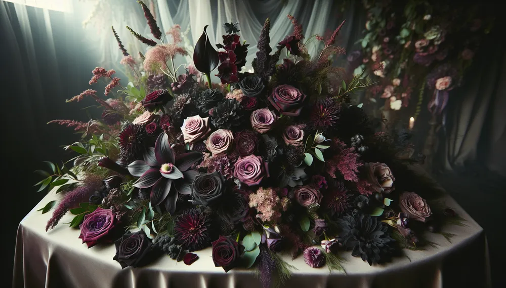 Dark Romance Wedding flowers arrangement