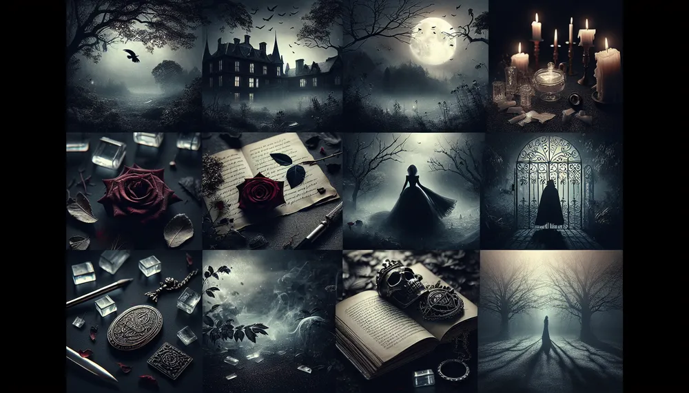 Dark and mysterious romantic setting with shadows and intrigue, representing the theme of a dark revenge romance novel.